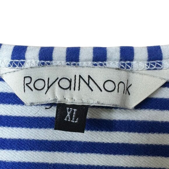 Royal Monk Vintage Blue & White Striped T-Shirt with Embroidered Life Preservers - Picture 5 of 8